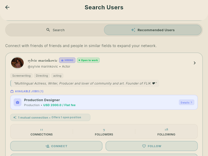 Real Search Users Screen