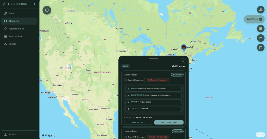 Real Map Job Posts Layer Screen