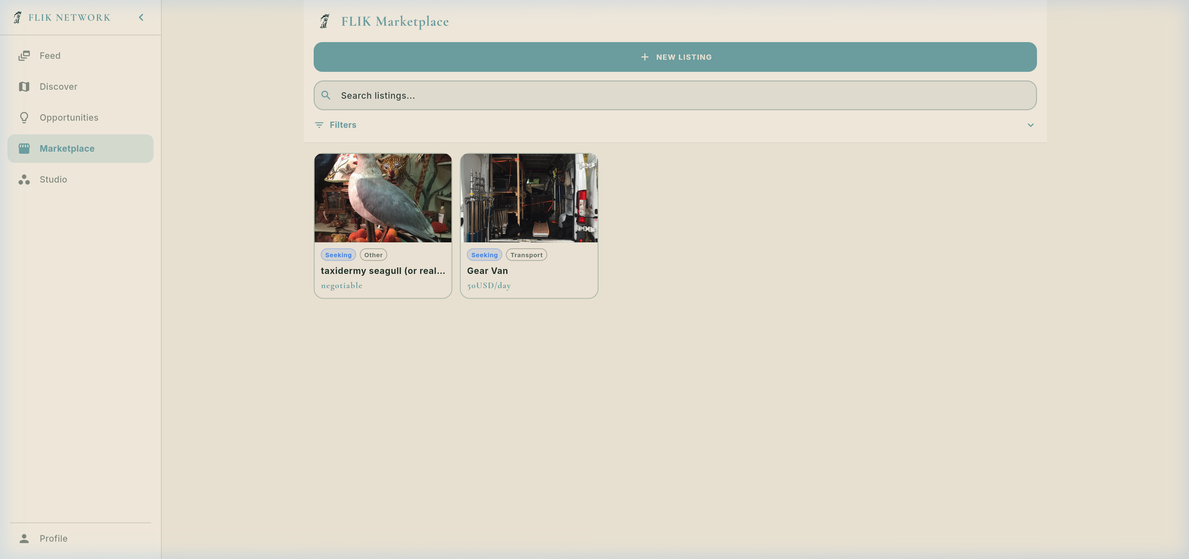 Real Marketplace Screen