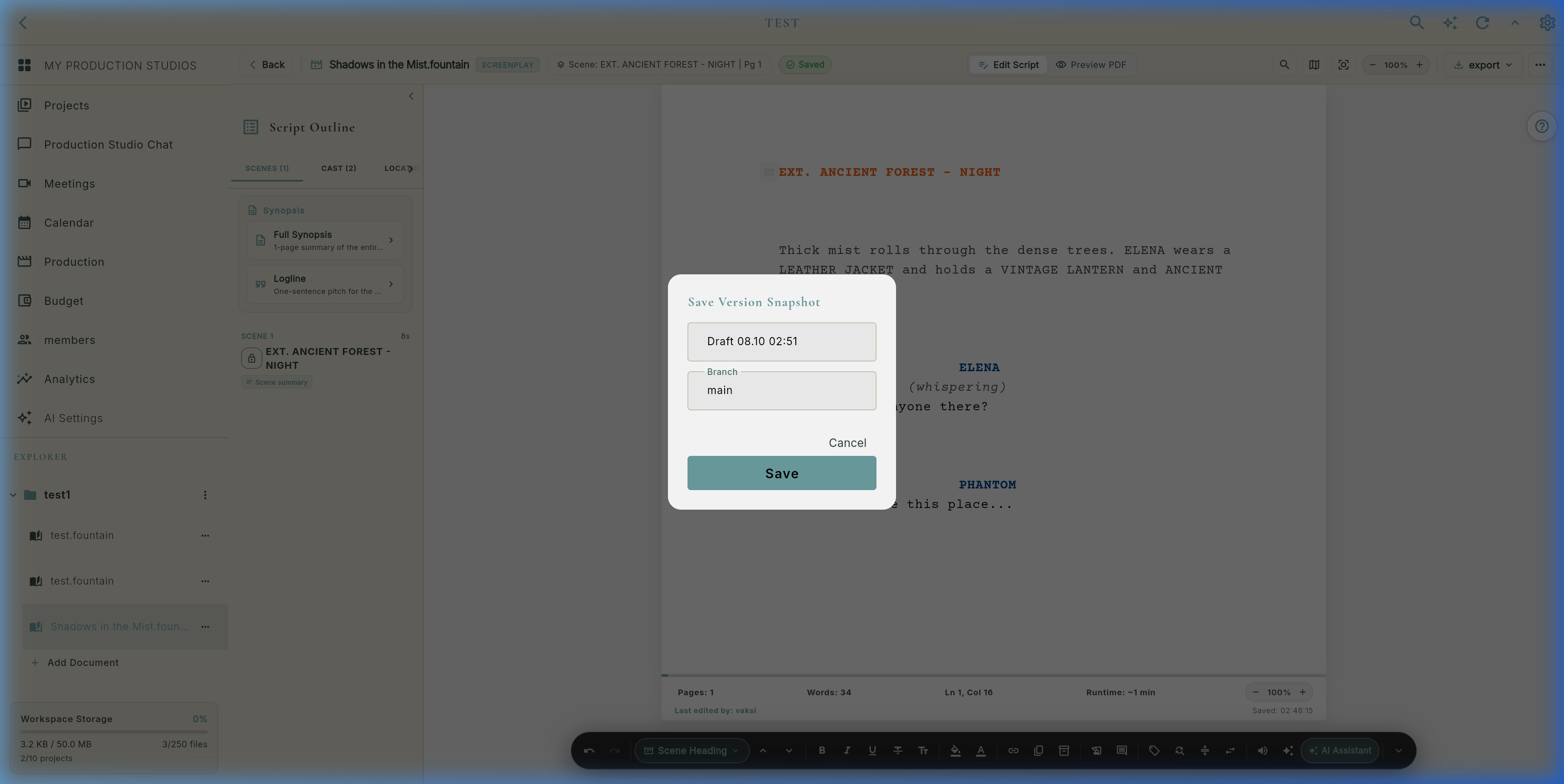 Real Save Version Snapshot Dialog