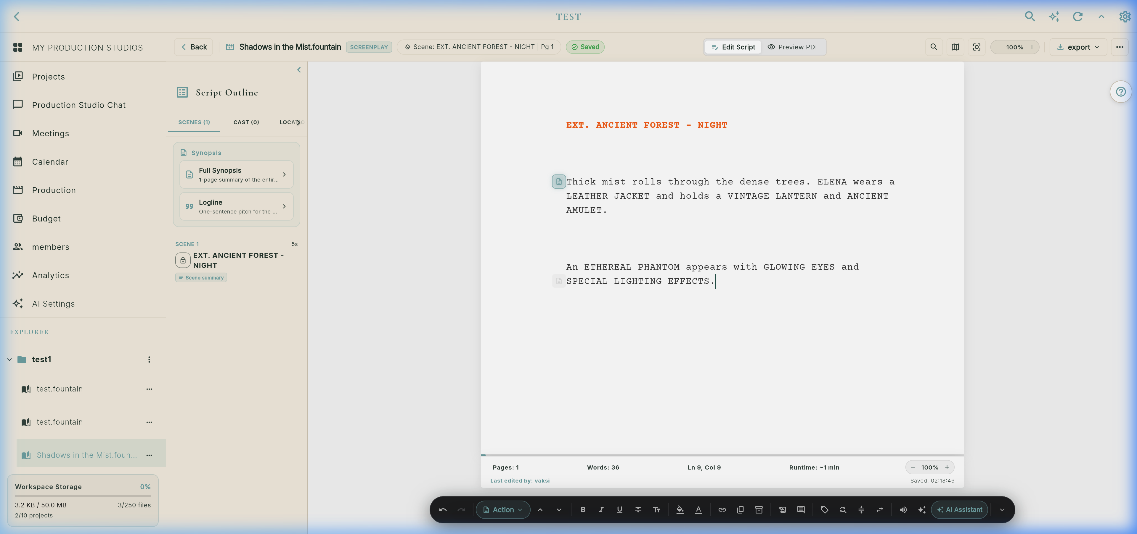 Real Script Editor Writing Scene