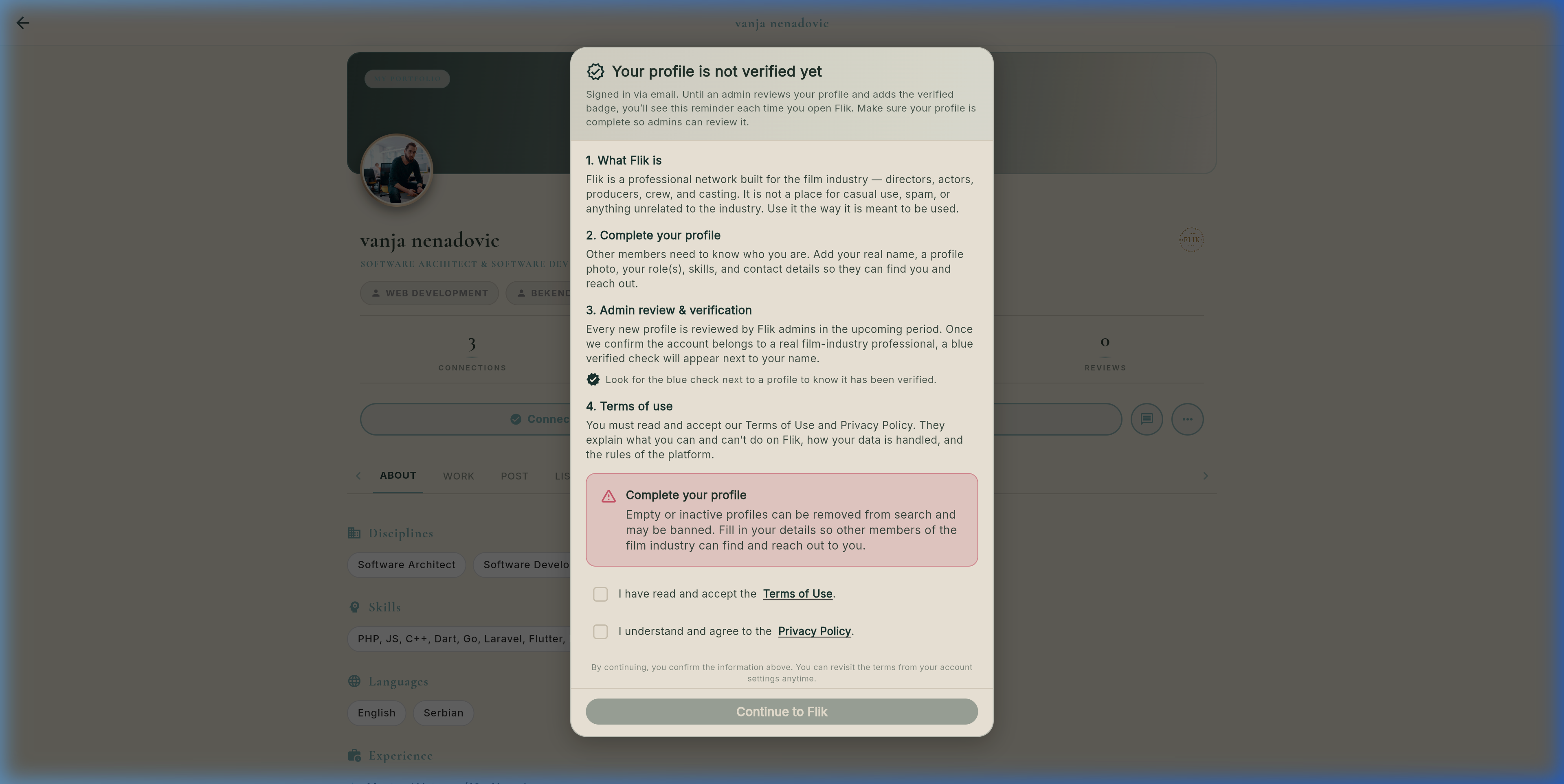 Real Account Verification Gate Screen